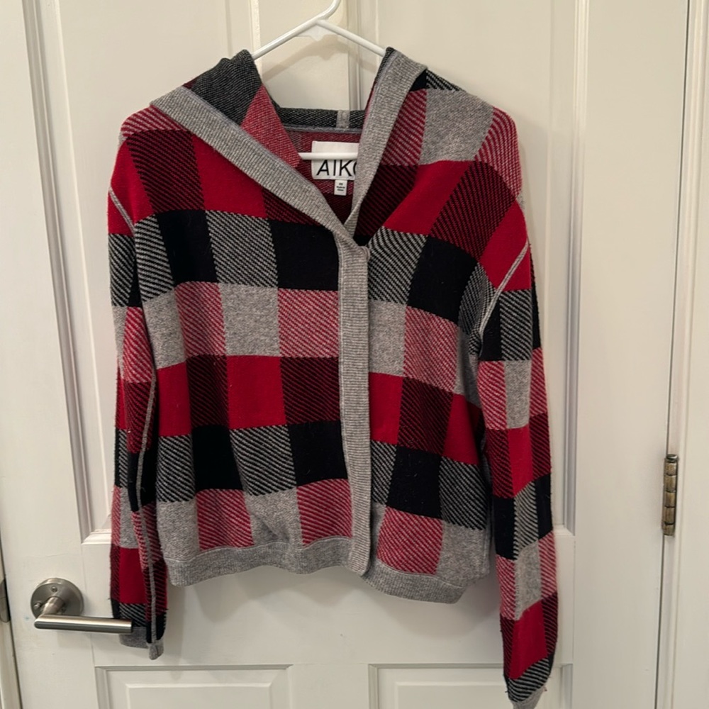 AIKO buffalo plaid hoodie sweater